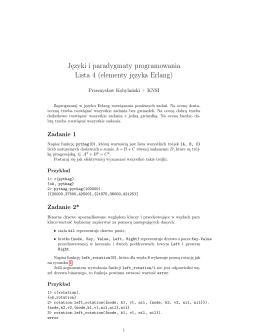 Języki i paradygmaty programowania Lista 4 (elementy języka Erlang)