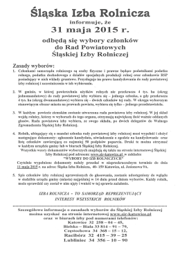 wybory do Śląskiej Izby Rolniczej