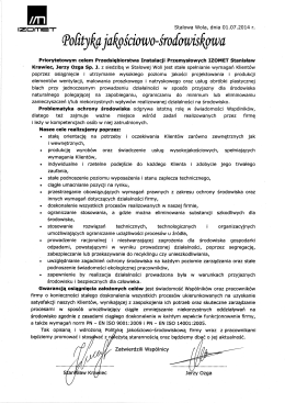 Polityka jokościowo-środowiskowa