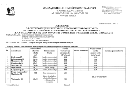 rozstrzygnięcie przetargu - Zarząd Nieruchomości Komunalnych w