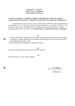 Uchwała Nr V/34/2015 Rady Gminy w Ciepielowie z dnia 26 marca