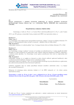 P3 wyjaśnienia i zmiana treści SIWZ, data publikacji 19.05.2015