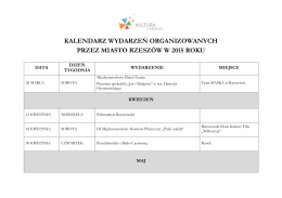 kalendarz wydarzeń organizowanych przez miasto rzeszów w 2015