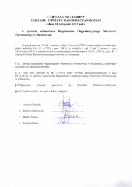 Regulamin Orgaizacyjny Starostwa Powiatowego w Radomsku