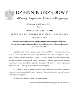 zarządzenie nr 14/2015 Głównego Inspektora Transportu