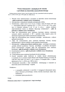 Wykaz dokumentów niezbędnych do wniosku o powołanie na