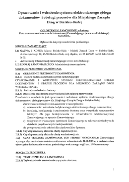 OGŁOSZENIE O ZAM&Oacute;WIENIU (data zamieszczenia: 28.10.2015 r.