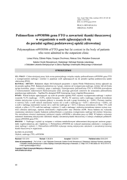 Polimorfizm rs9930506 genu FTO a zawartość tkanki tłuszczowej w