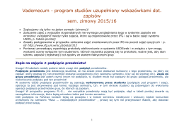 Vademecum - program studiów uzupełniony wskazówkami dot