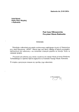 Wniosek zgłoszony podczas IX Sesji w dn. 23.03
