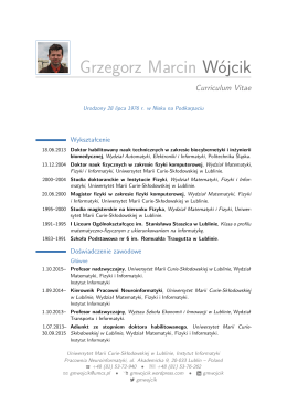 Grzegorz Marcin Wójcik – Curriculum Vitae po polsku