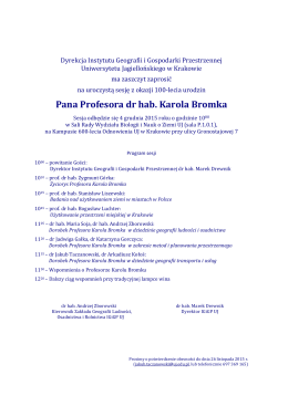 Program sesji prof Bromka - Instytut Geografii i Gospodarki