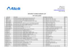 VAT EXCLUDED REPAIRED TURBOCHARGER LIST