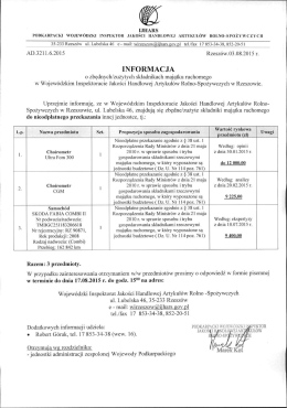 Informacja o zbędnych/zużytych składnikach majątku ruchomego w