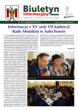 Informacja z XV sesji VII kadencji Rady Miejskiej w Sulechowie