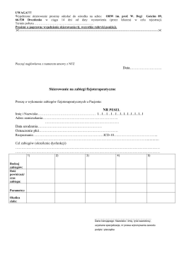 Data…………………….. Skierowanie na zabiegi fizjoterapeutyczne