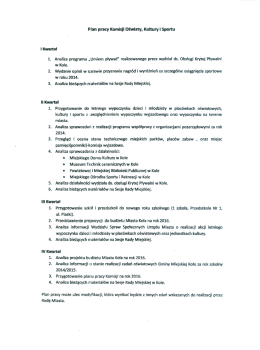 PLAN PRACY Komisji Oświaty, Kultury i Sportu