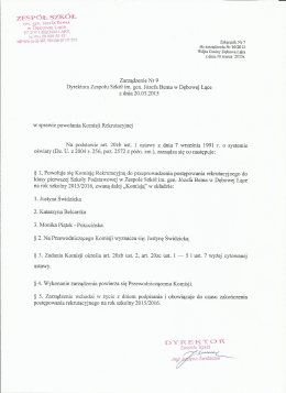 Zarządzenie Dyrektora - Zespół Szkół im. gen. Józefa Bema w