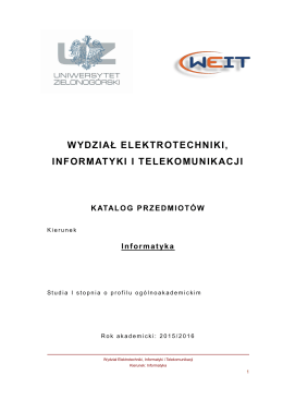 Katalog Przedmiotów Informatyka, I st, 2015 – 2016