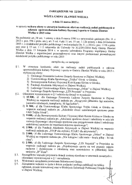 Zarządzenie w sprawie wyboru ofert