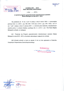 w sprawie programu gospodarowania