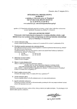 Chorzów, dnia 27 sierpnia 2015 r. SPÓŁDZIELNIA MIESZKANIOWA