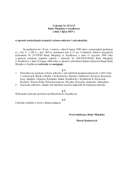 Uchwała Nr 51/X/15 Rady Miejskiej w Szydłowcu z dnia 1 lipca