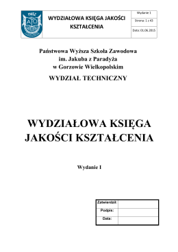 KSIĘGA JAKOŚCI - Państwowa Wyższa Szkoła Zawodowa