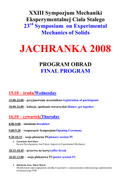 JACHRANKA 2004 – PROGRAM OBRAD