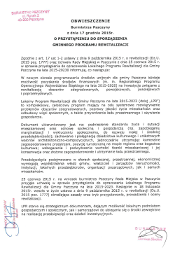 OBWIESZCZENIE - Pszczyna - Strategia Rozwoju Gminy oraz