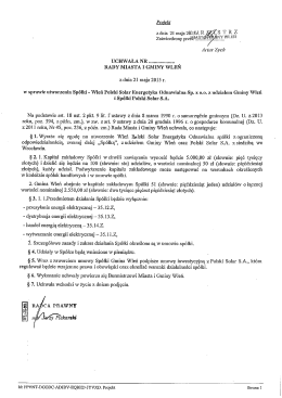 Wleń Polski Solar Energetyka Odnawialna Sp. z o.o. z udziałem Gminy