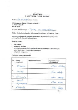 PROTOKÓŁ z KONTROLI PLACU zABAW