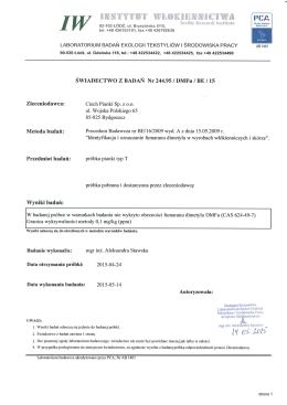 PDF Badanie na obecność DMF w piankach typu T