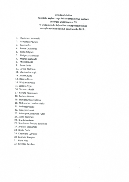 Lista kandydat&oacute;w do Sejmu RP