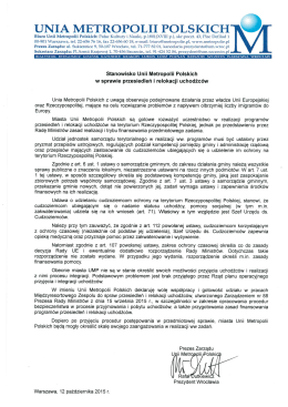 Stanowisko UMP w sprawie uchodzcow