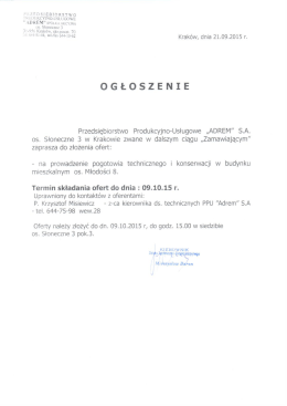 Prowadzenie pogotowia technicznego i konserwacji w