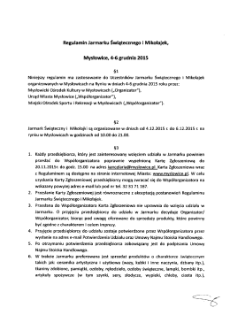 Regulamin Jarmarku Świątecznego i Mikołajek, Mysłowice, 4