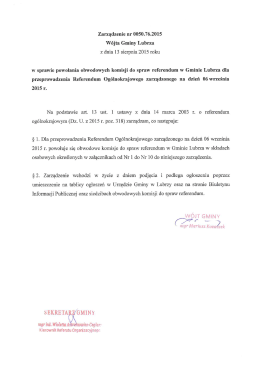 Zarządzenie nr 0050.76.2015 Wójta Gminy Lubrza z dnia 13
