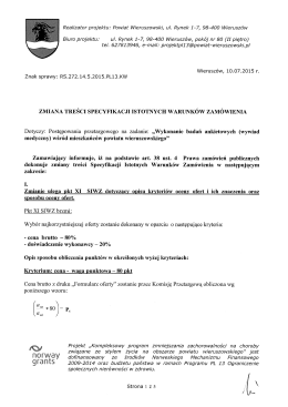 Informacja o zmianie Specyfikacji Istotnych Warunk&oacute;w Zam&oacute;wienia