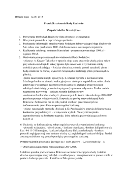 Brzezia Łąka 12.05. 2015 Protokół z zebrania Rady Rodziców