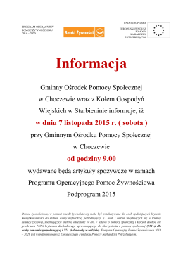 Informacja - Gminny Ośrodek Pomocy Społecznej w Choczewie