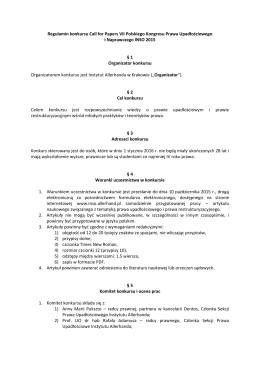 Regulamin konkursu Call for Papers VII Polskiego Kongresu Prawa