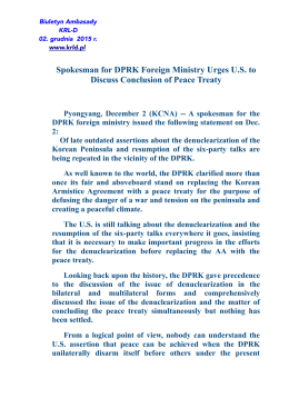 Spokesman for DPRK Foreign Ministry Urges U