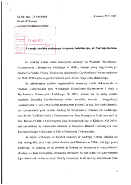 Recenzja dr. hab. prof. UR Ewy Orlof