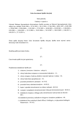 Statut Echo Investment S.A.