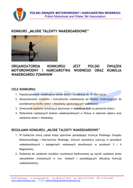 Konkurs "Młode Talenty Wakeboardowe" na 2015 rok