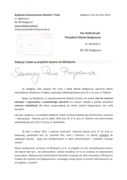 pisma do Prezydenta Miasta Bydgoszczy Rafała