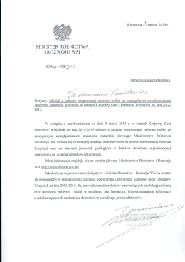 MINISTER ROLNICTWA I ROZWOJU WSI