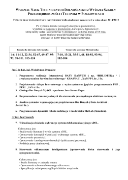 Tematy prac dyplomowych 2006/7