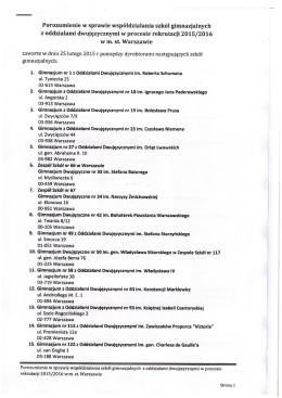 Porozumienie w sprawie współdziałania szkół gimnazjalnych z